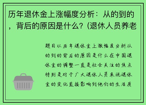历年退休金上涨幅度分析：从的到的，背后的原因是什么？(退休人员养老金历年涨幅)
